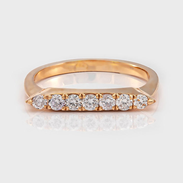 delicate Rose Gold &amp; 7 diamonds line ring