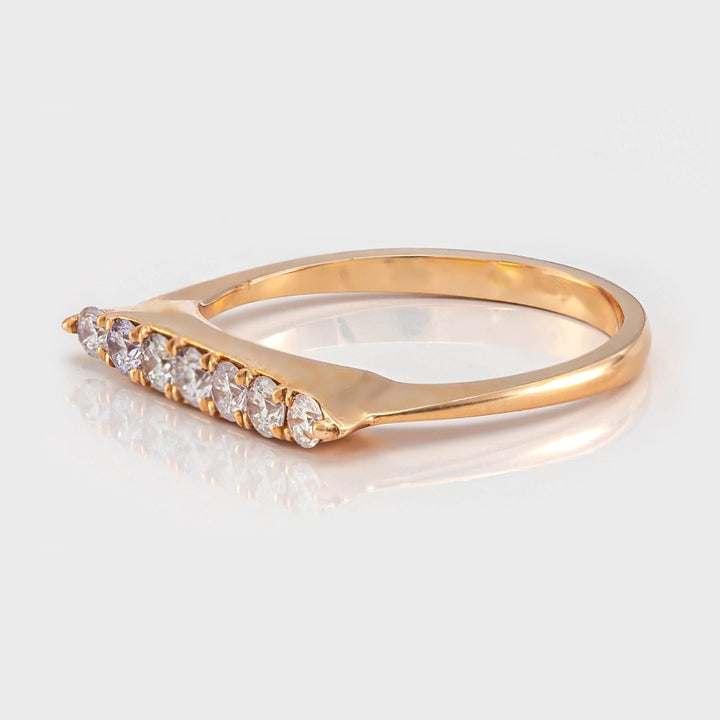 delicate Rose Gold &amp; 7 diamonds line ring