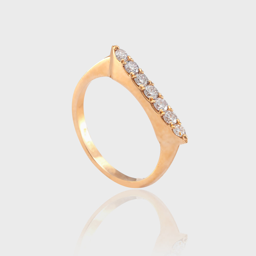 delicate Rose Gold &amp; 7 diamonds line ring