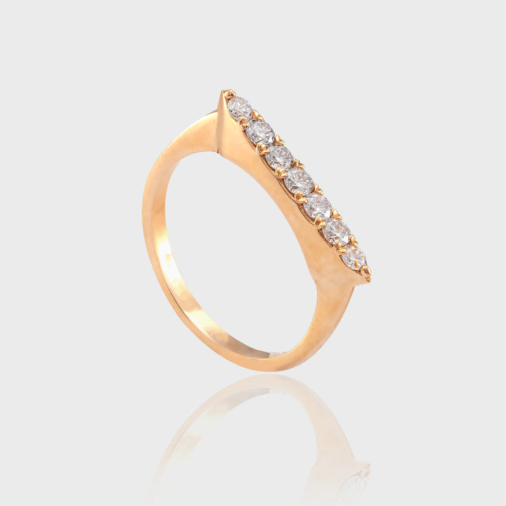 delicate Rose Gold &amp; 7 diamonds line ring