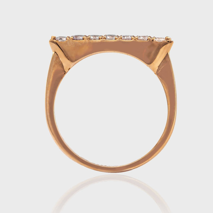 delicate Rose Gold &amp; 7 diamonds line ring