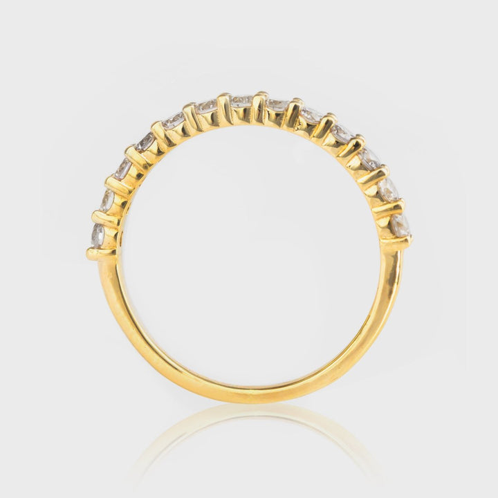 13 diamond half eternity yellow gold ring