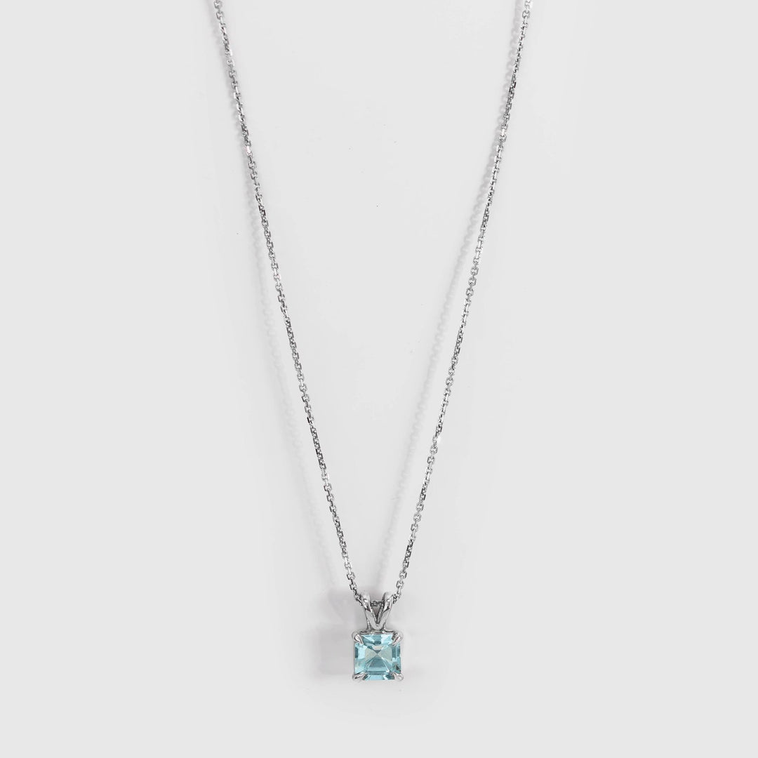 Square AquamarineSolitaire Pendant