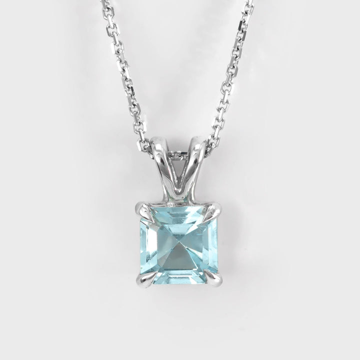 Square AquamarineSolitaire Pendant