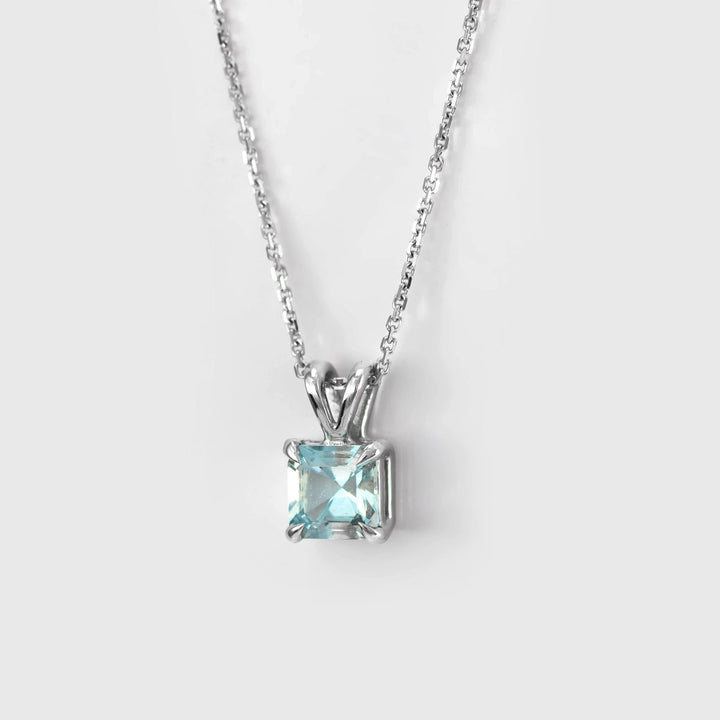 Square AquamarineSolitaire Pendant