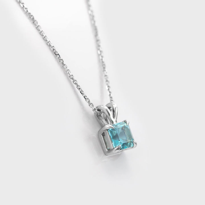 Square AquamarineSolitaire Pendant