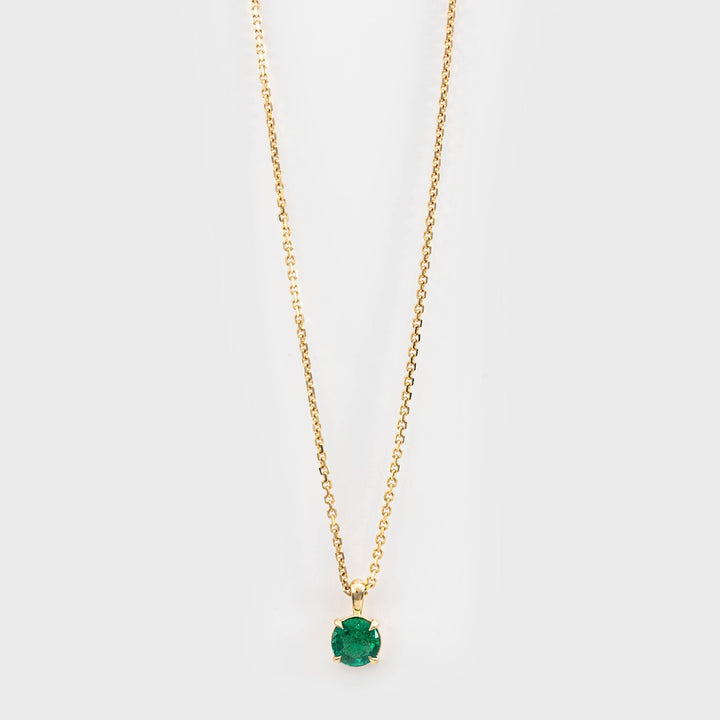 Round Emerald Yellow Gold Pendant
