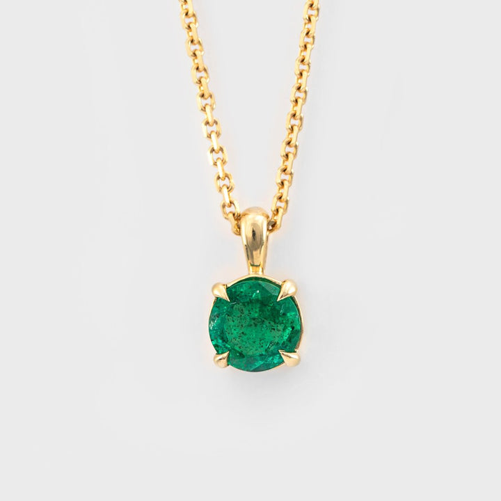 Round Emerald Yellow Gold Pendant