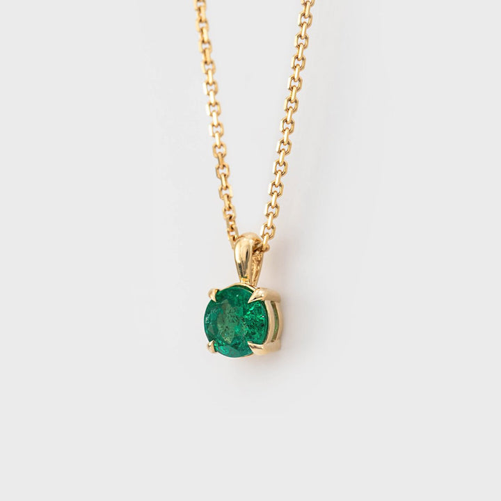 Round Emerald Yellow Gold Pendant