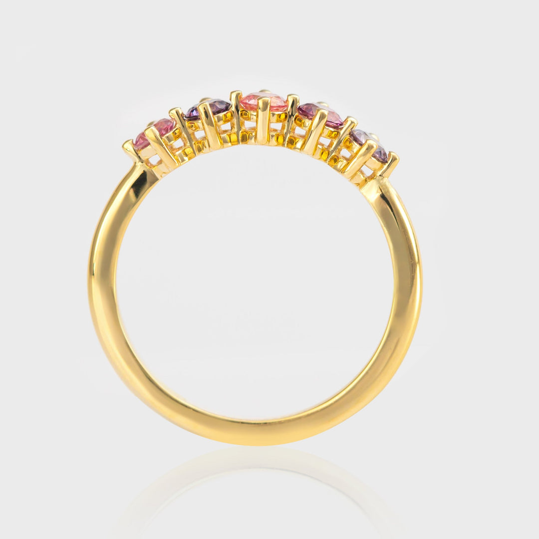 five round pastel multi color Spinels Ring