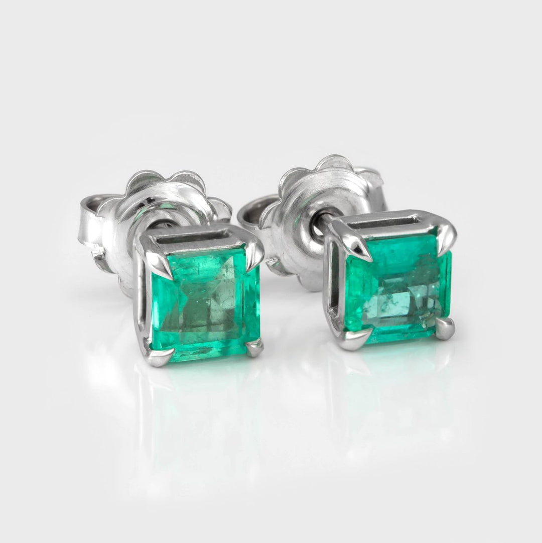 Light green Emeralds white gold Earrings