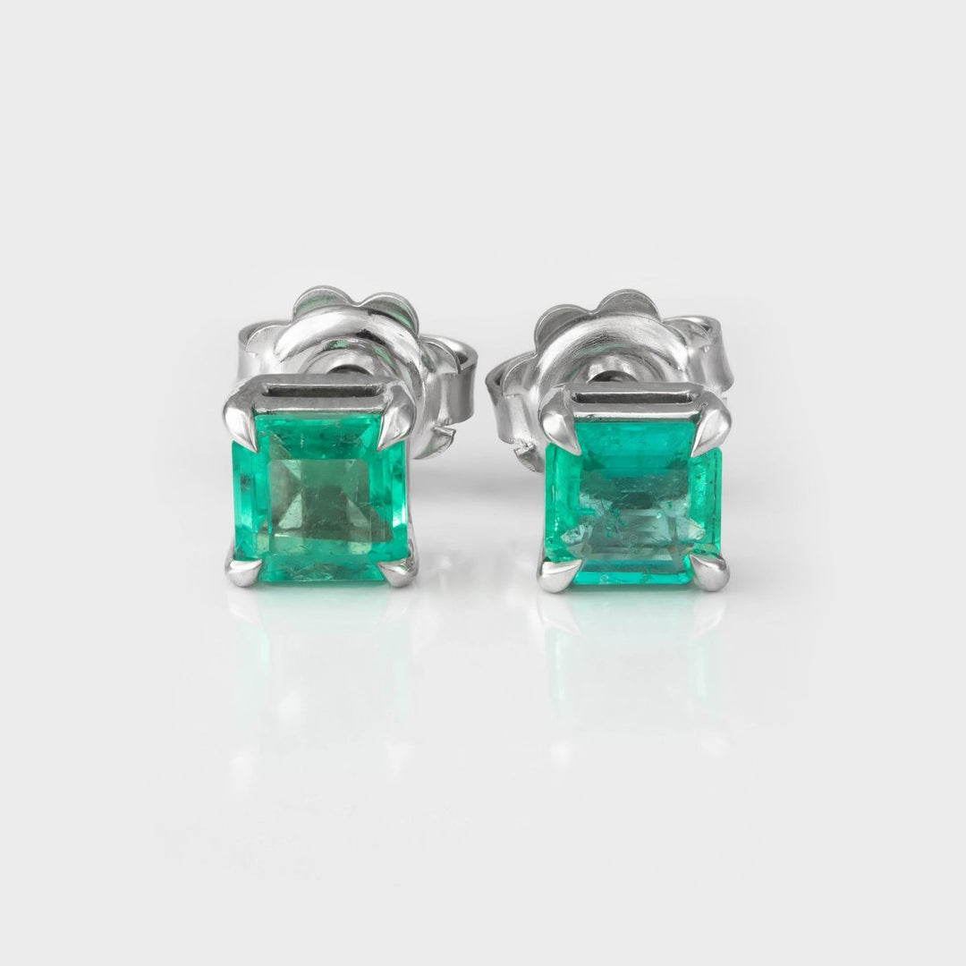 Light green Emeralds white gold Earrings