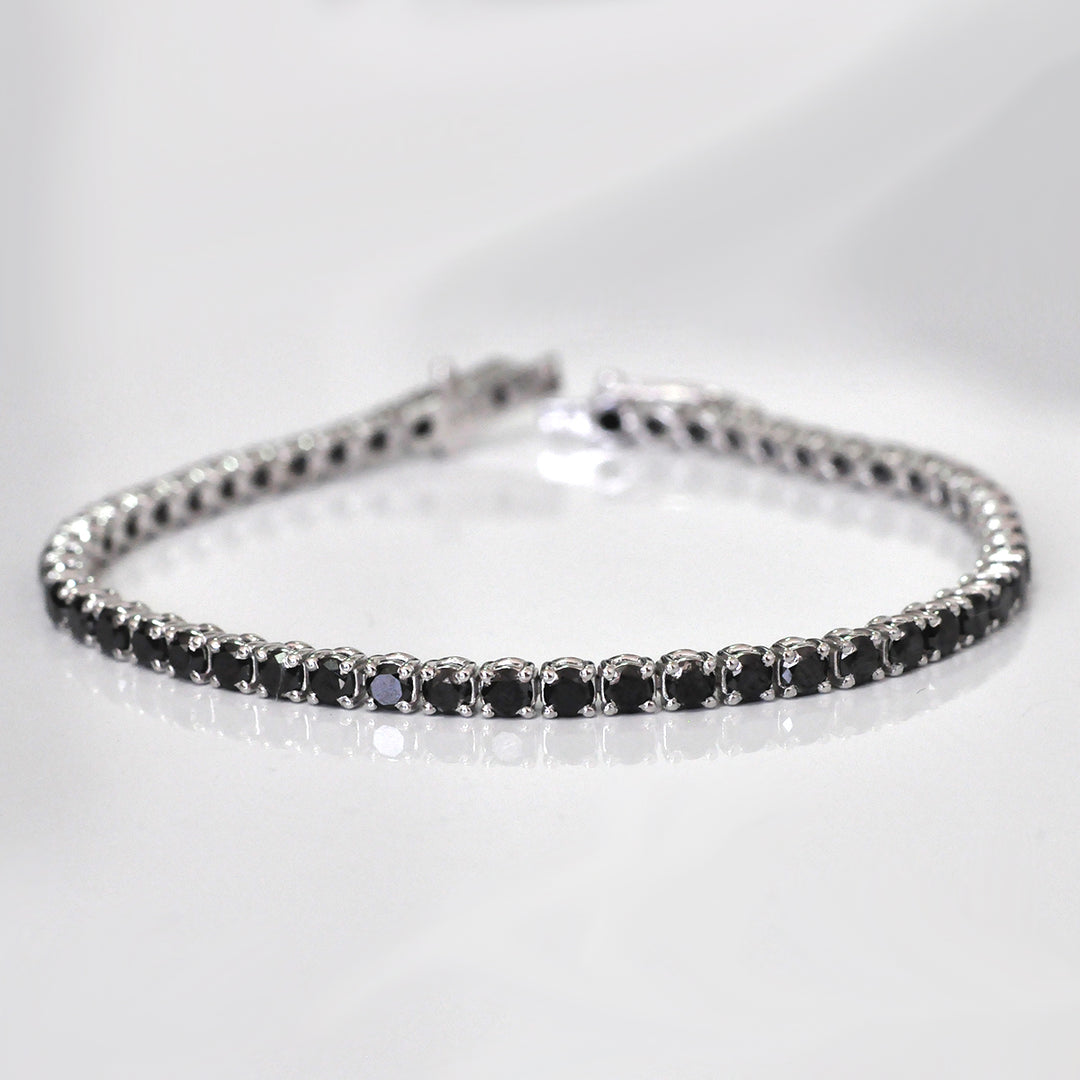 White Gold Black Diamonds Tennis Bracelet