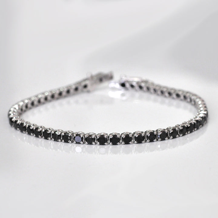 White Gold Black Diamonds Tennis Bracelet