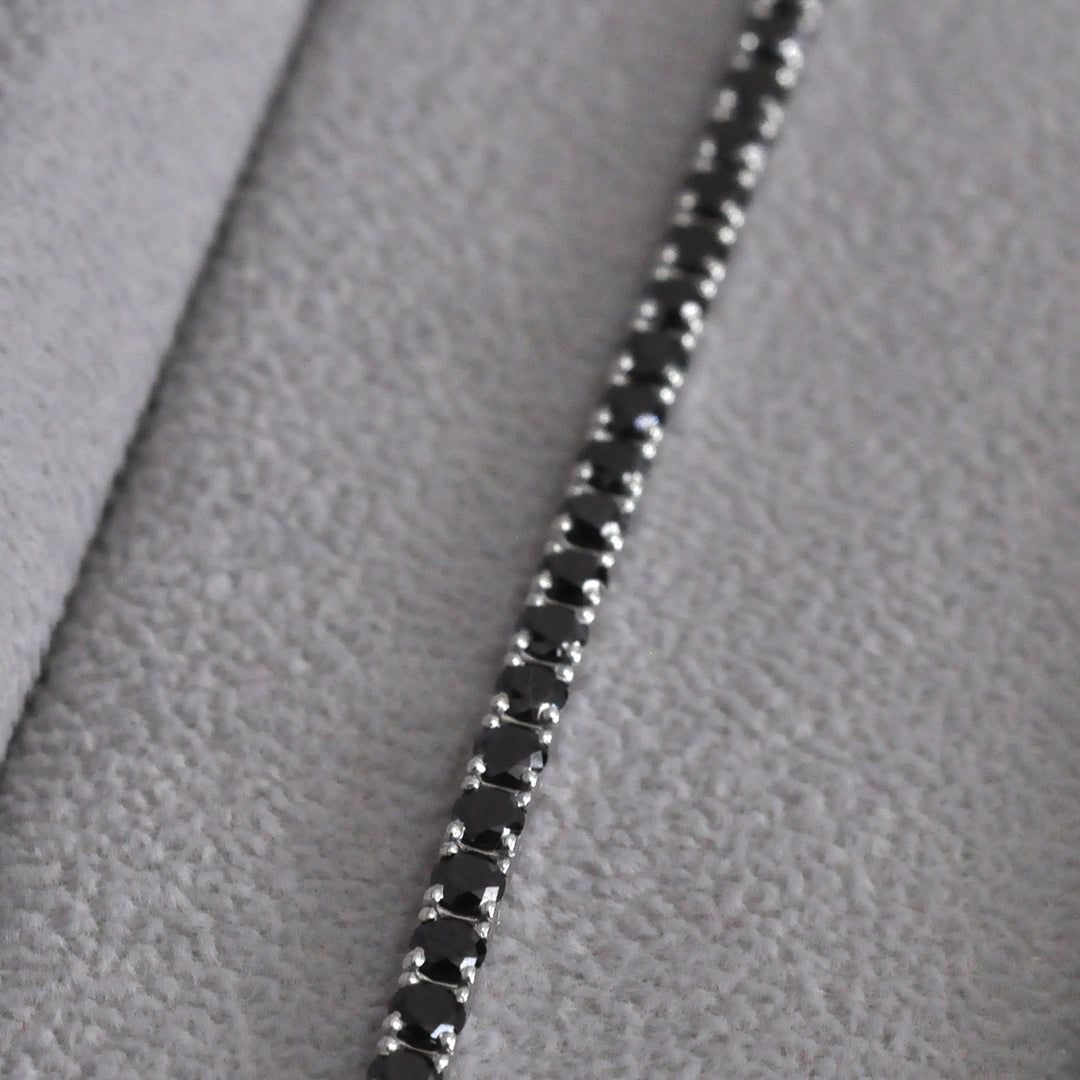 White Gold Black Diamonds Tennis Bracelet