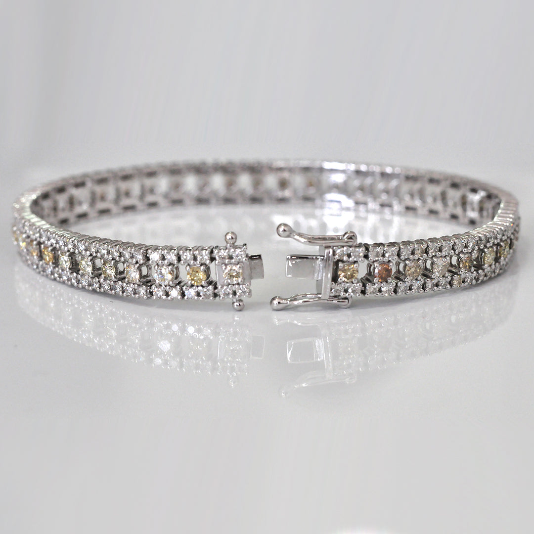 White Gold white &amp; fancy color mix diamonds bracelet