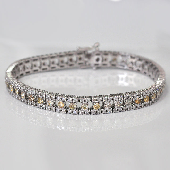 White Gold white &amp; fancy color mix diamonds bracelet
