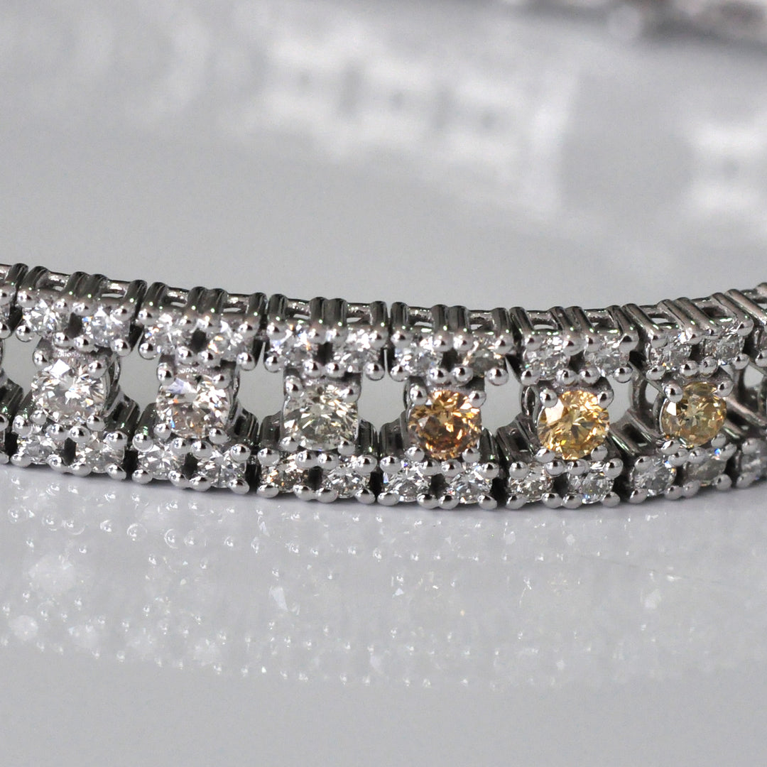White Gold white &amp; fancy color mix diamonds bracelet
