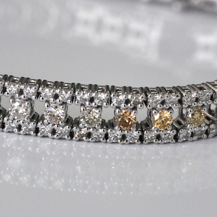 White Gold white &amp; fancy color mix diamonds bracelet