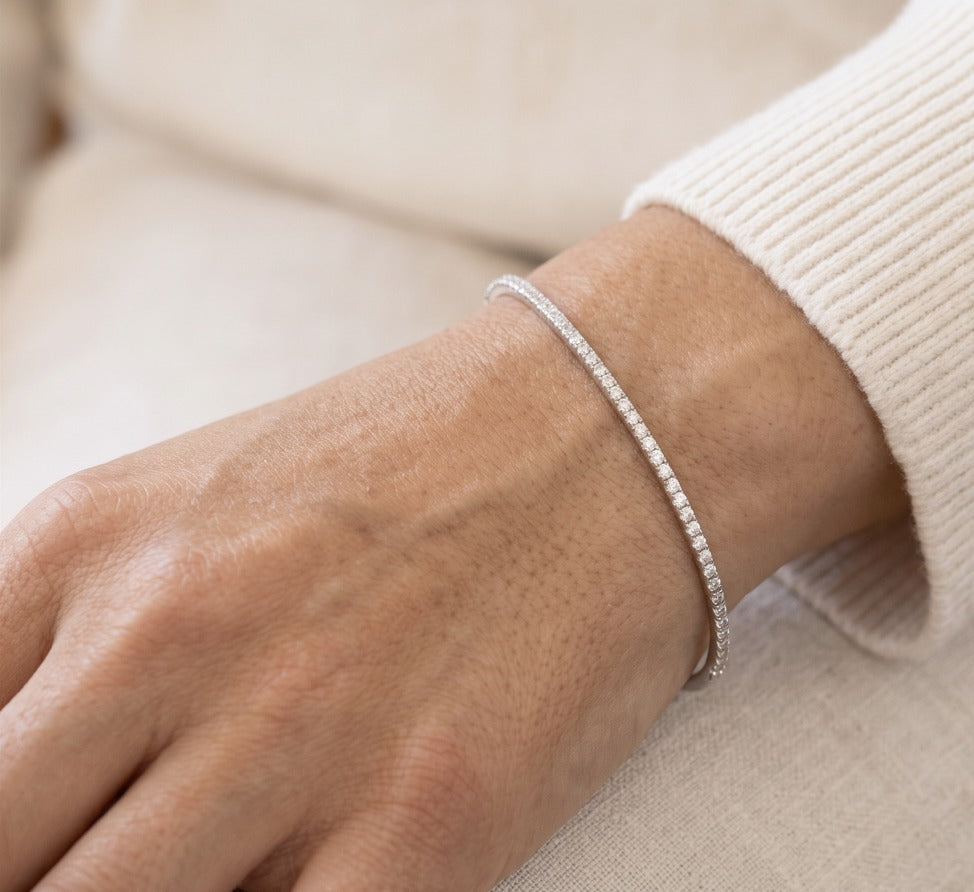 Diamond Bangle Bracelet in 14K White Gold