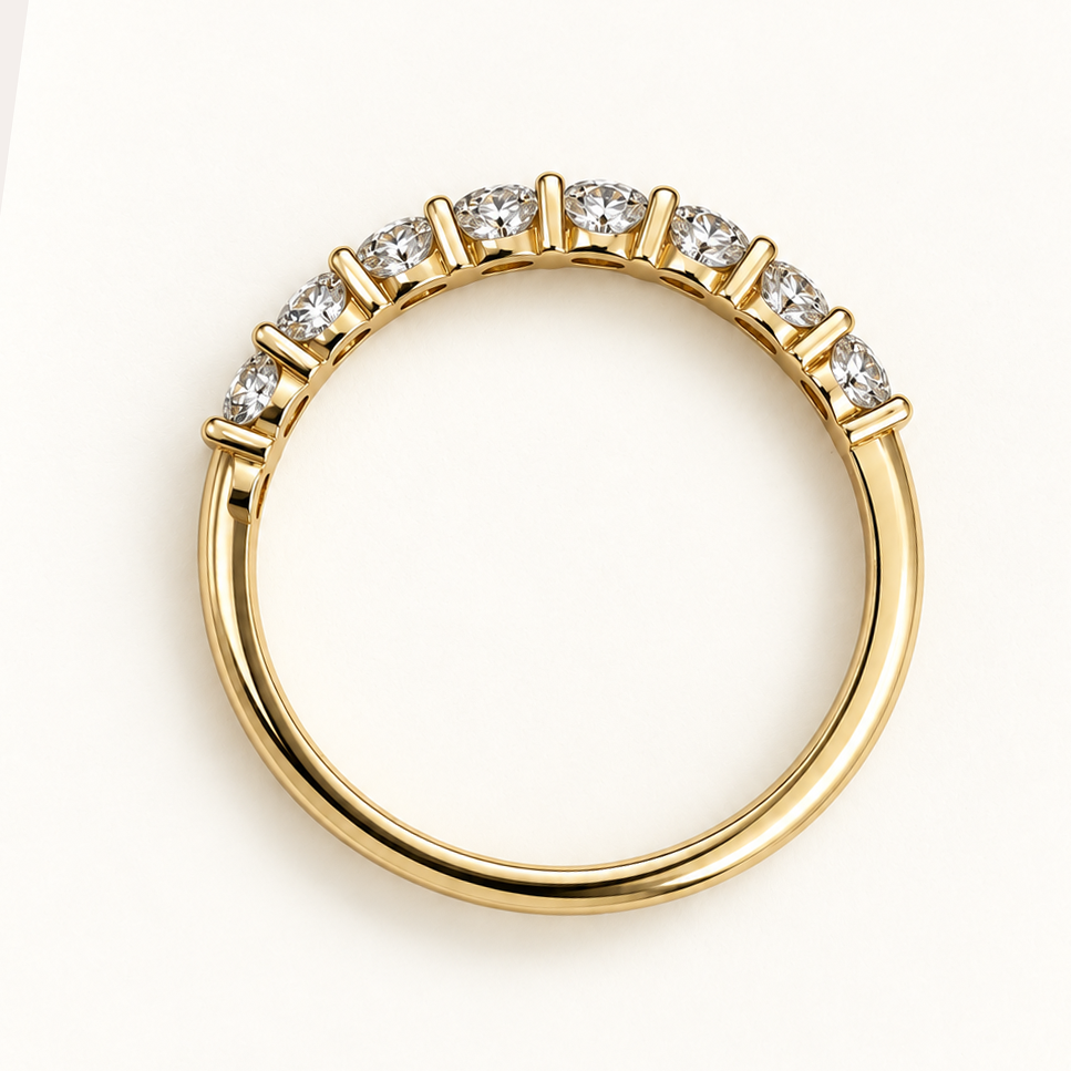 Diamond half eternity ring side