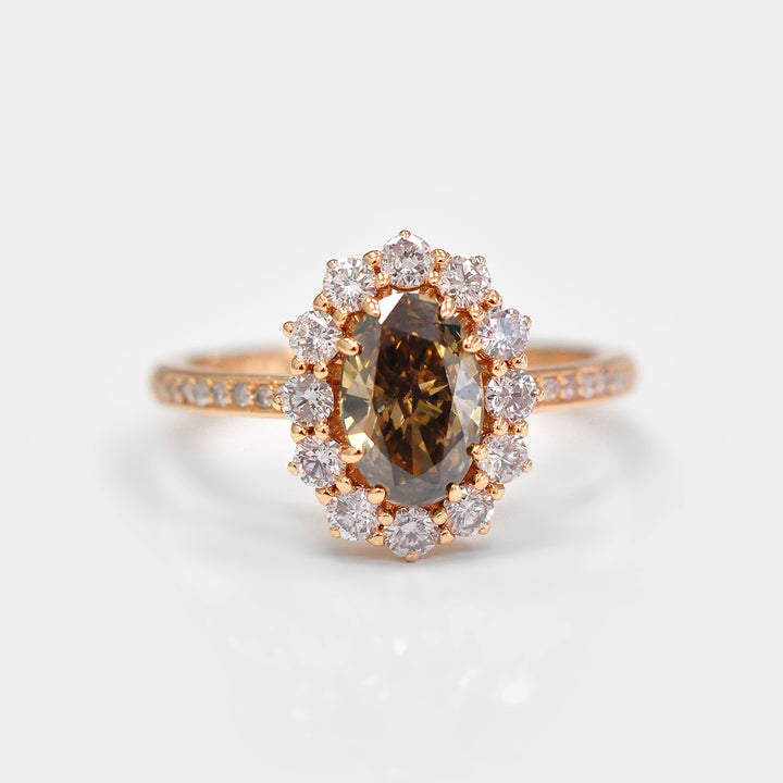 Halo Oval  Diamondד Ring in Rose Gold