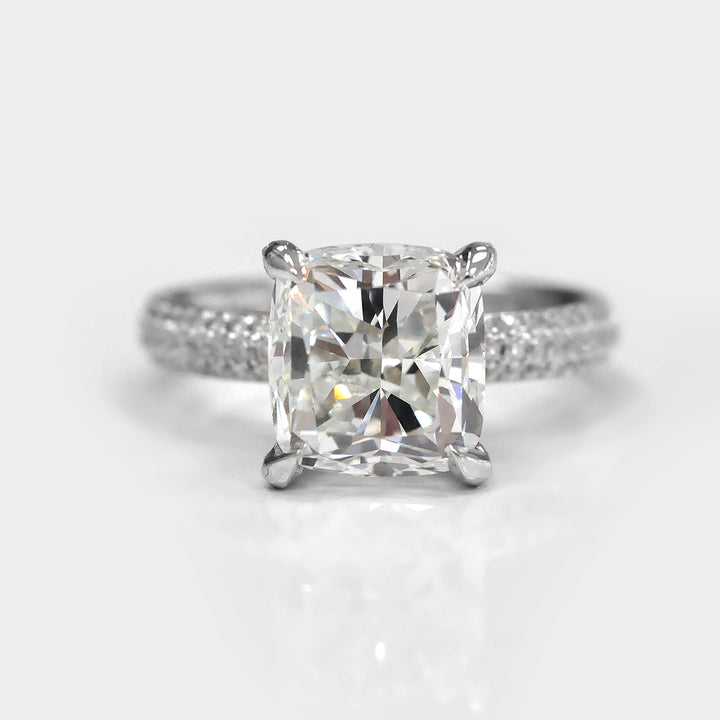 Five Carat White Diamond Ring Pave Set Band