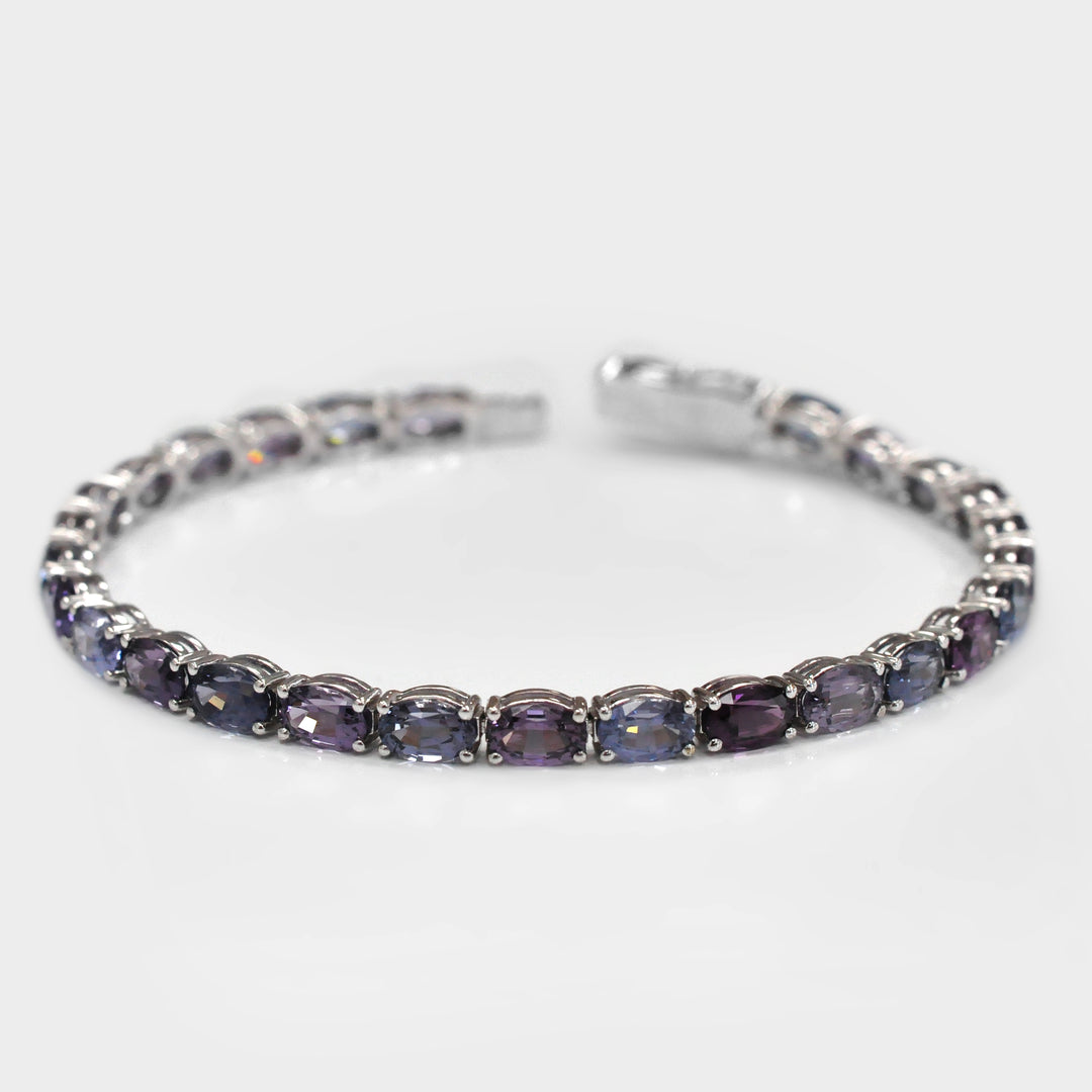 Oval Cut Mixed Blue Spinel Bracelet in White Gold