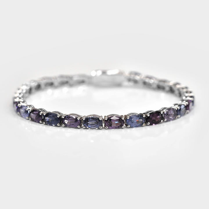 Oval Cut Mixed Blue Spinel Bracelet in White Gold
