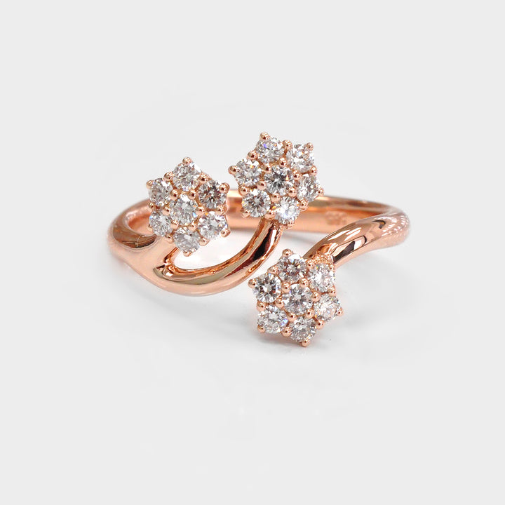 Unique Floral Engagement Diamond Ring in Rose Gold