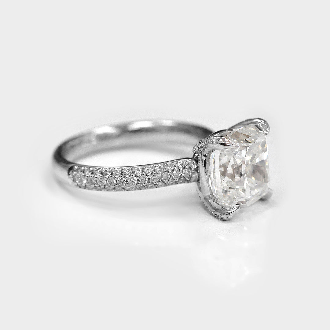 Five Carat White Diamond Ring Pave Set Band