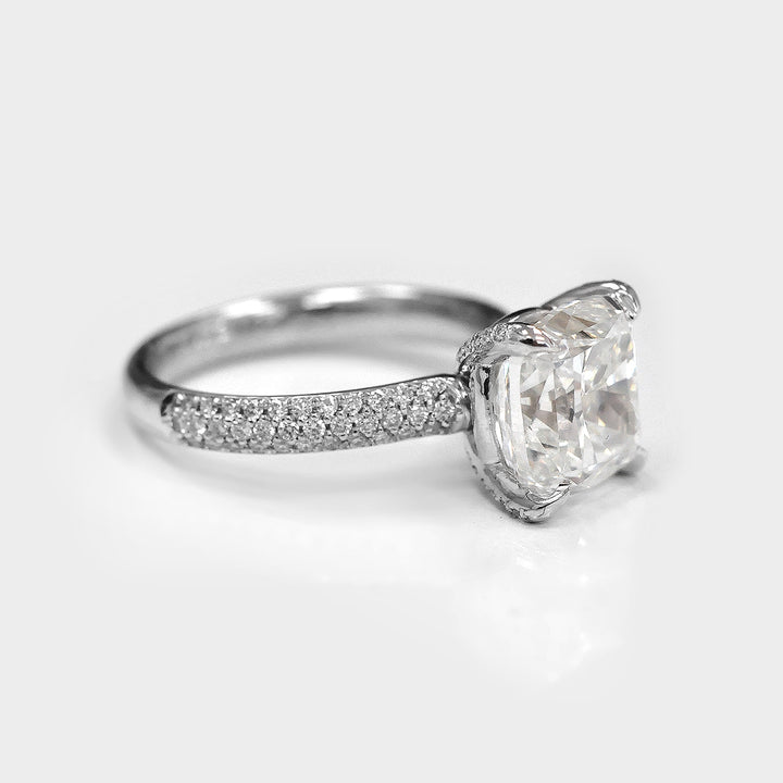 Five Carat White Diamond Ring Pave Set Band