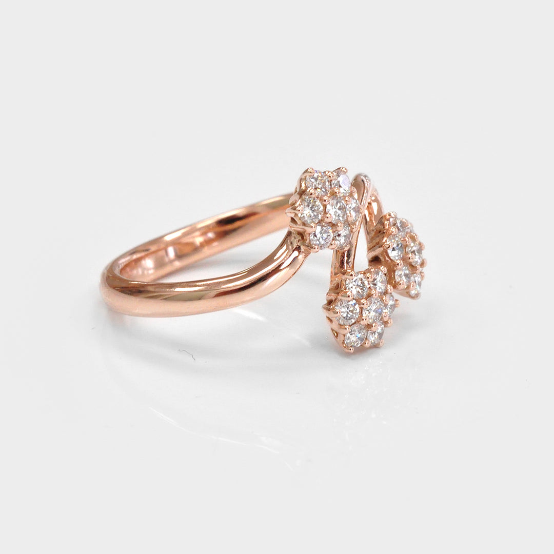 Unique Floral Engagement Diamond Ring in Rose Gold