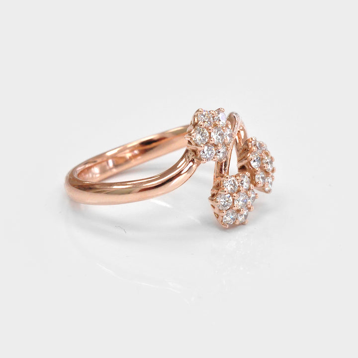 Unique Floral Engagement Diamond Ring in Rose Gold