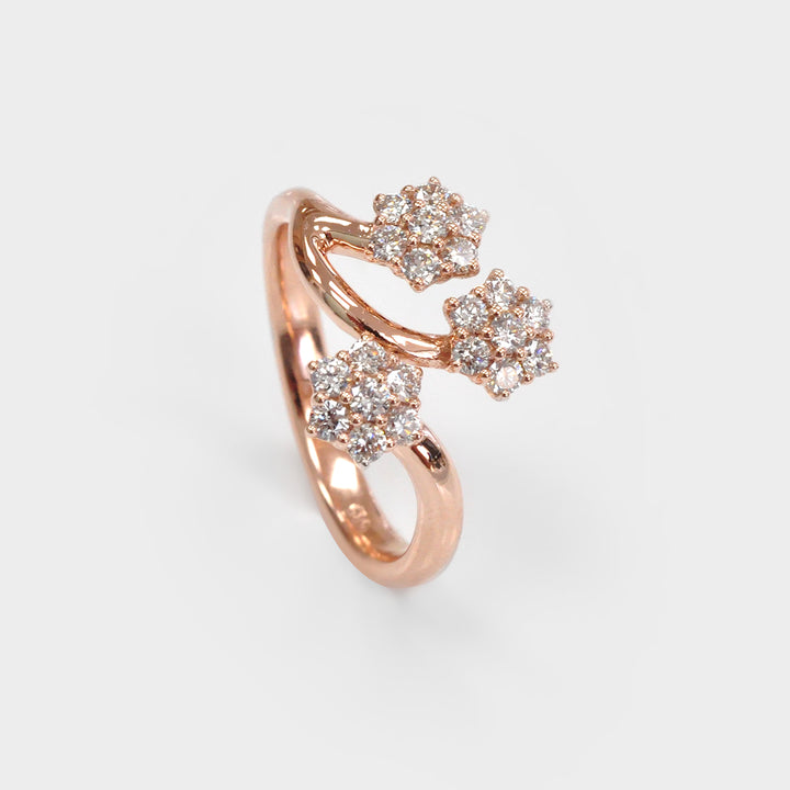 Unique Floral Engagement Diamond Ring in Rose Gold