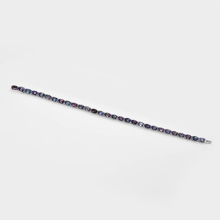 Oval Cut Mixed Blue Spinel Bracelet in White Gold