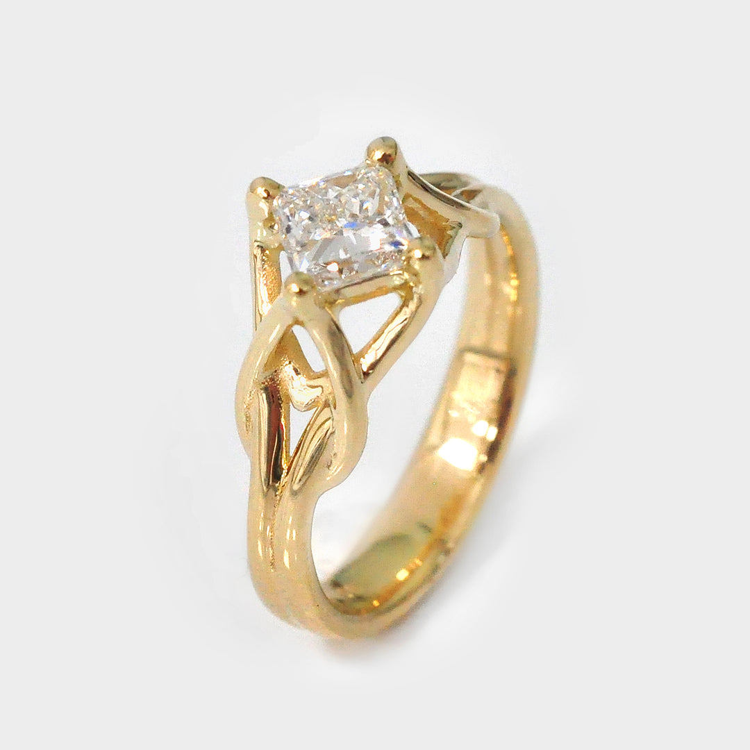 Celtic Design Princess White Diamond Ring