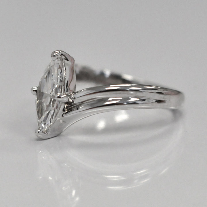 white gold marquise diamond Double V shank Solitaire