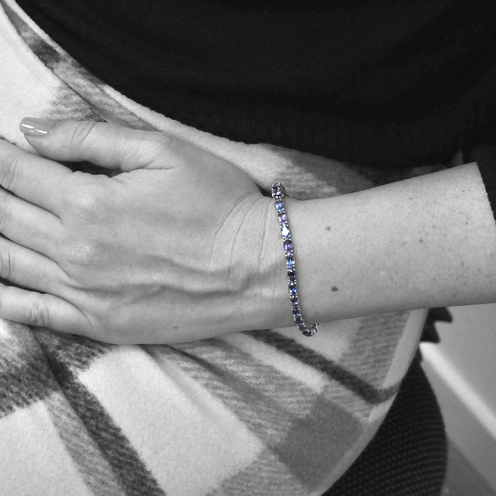 Oval Cut Mixed Blue Spinel Bracelet in White Gold