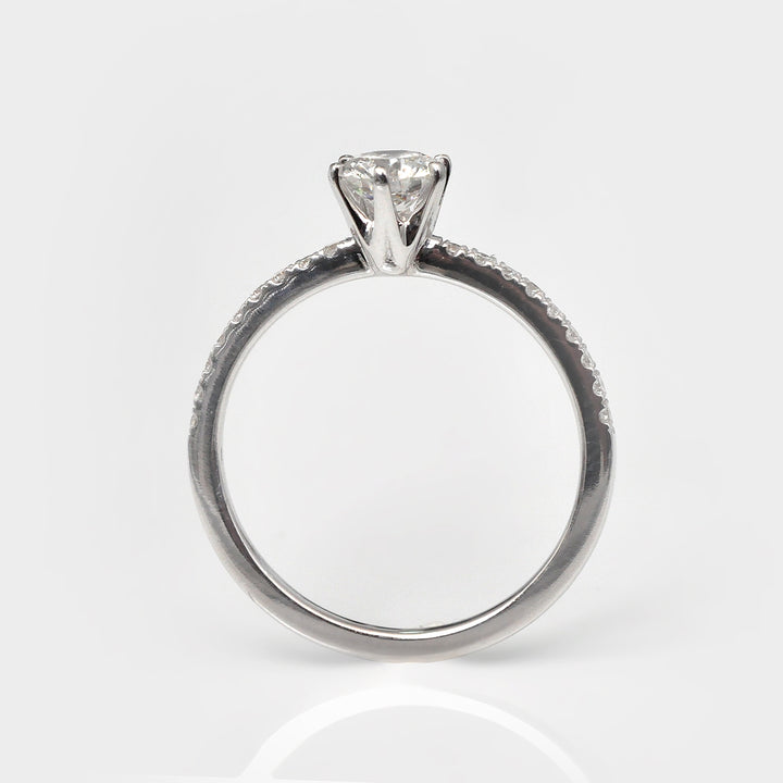 Engagement White Round Diamond Ring and Side Diamonds