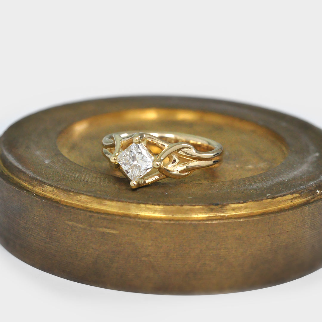 Celtic Design Princess White Diamond Ring