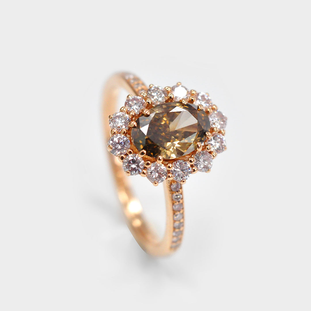 Halo Oval  Diamondד Ring in Rose Gold