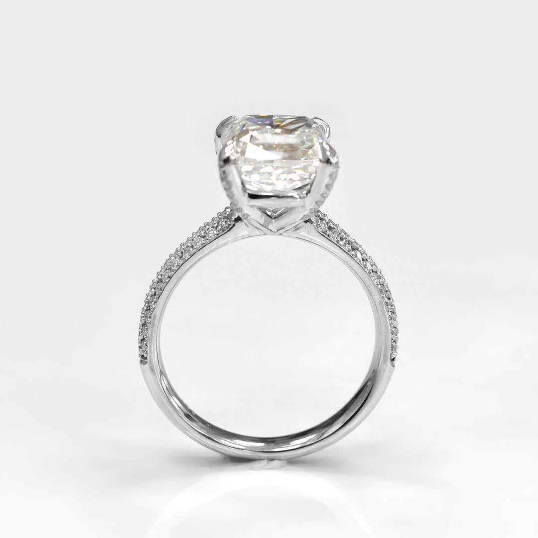 Five Carat White Diamond Ring Pave Set Band