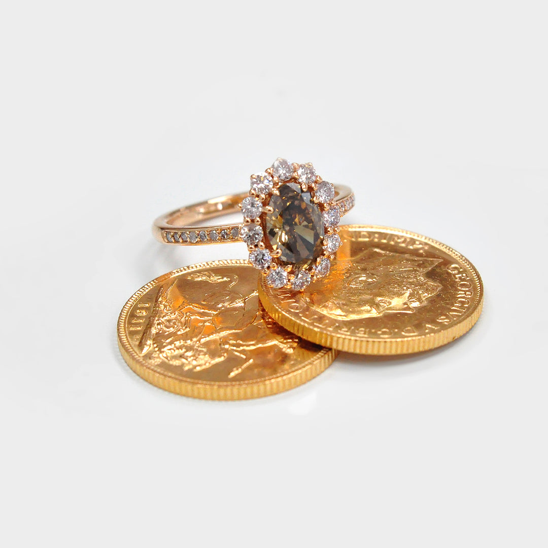 Halo Oval  Diamondד Ring in Rose Gold