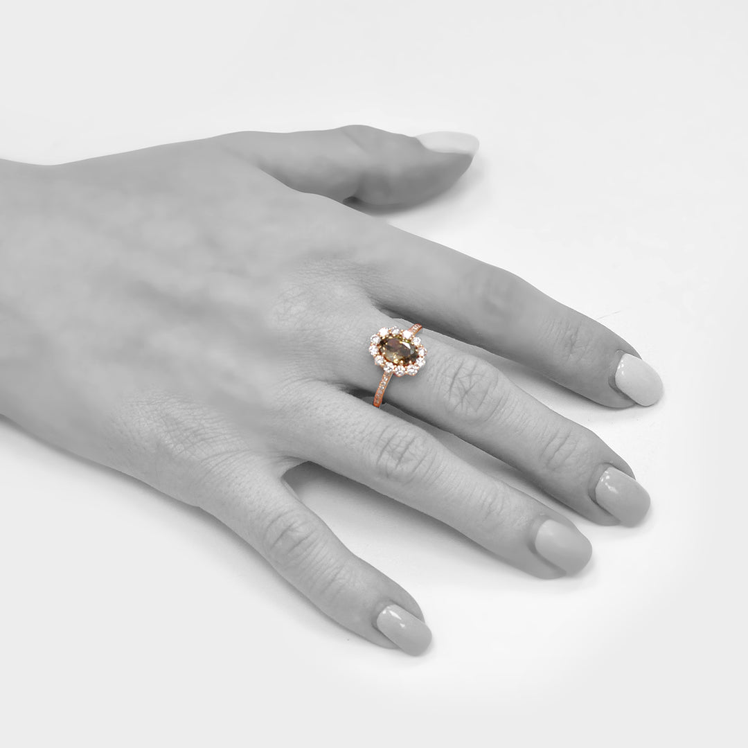 Halo Oval  Diamondד Ring in Rose Gold