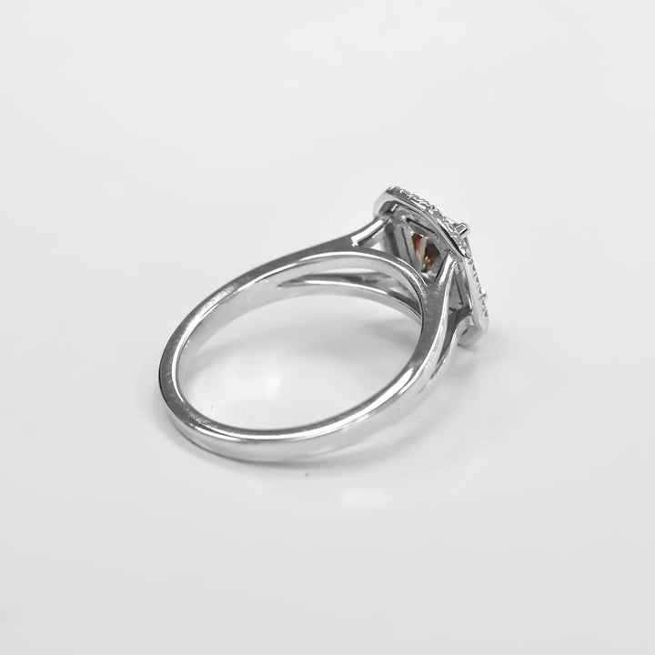 Orangy Brown Diamond Double Halo Engagement Ring