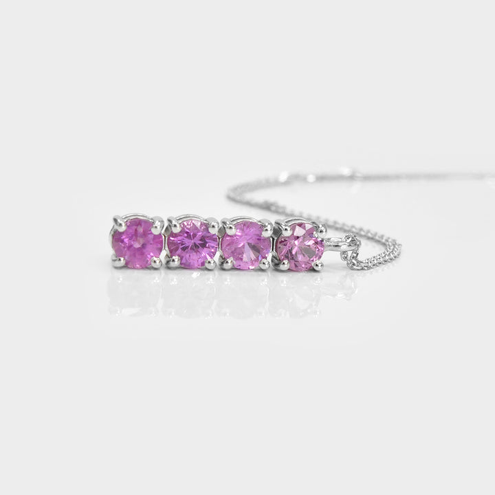 Four Stones Pink Sapphire Necklace in White Gold