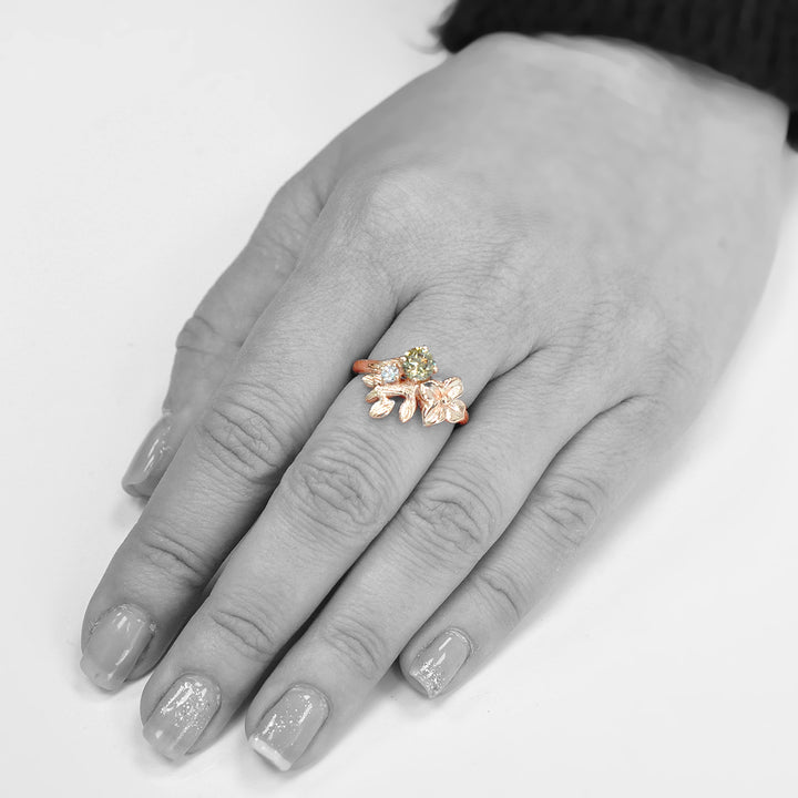 Fancy Brown Diamond Floral Ring in rose gold
