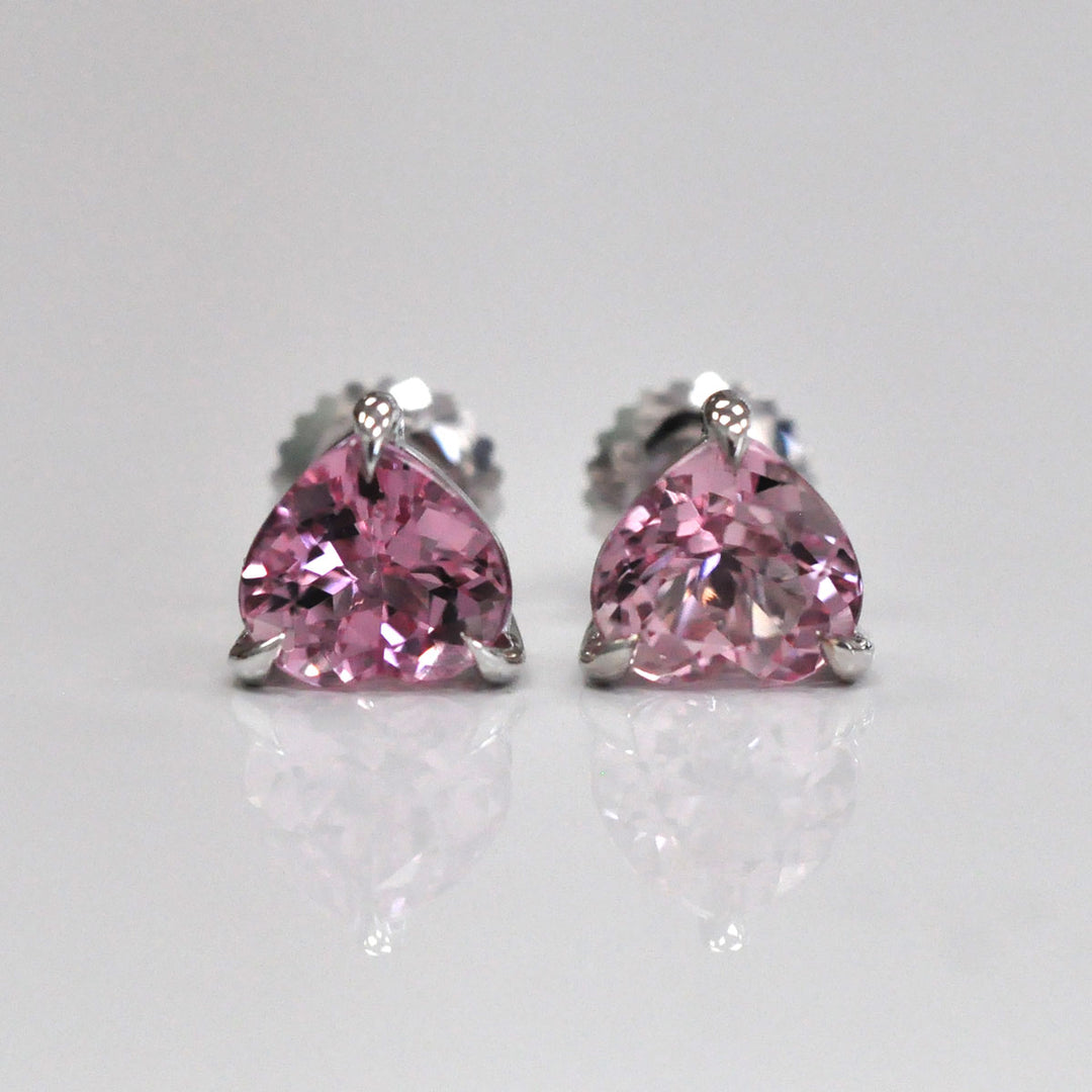 Pink Heartshape Tourmaline white gold Studs