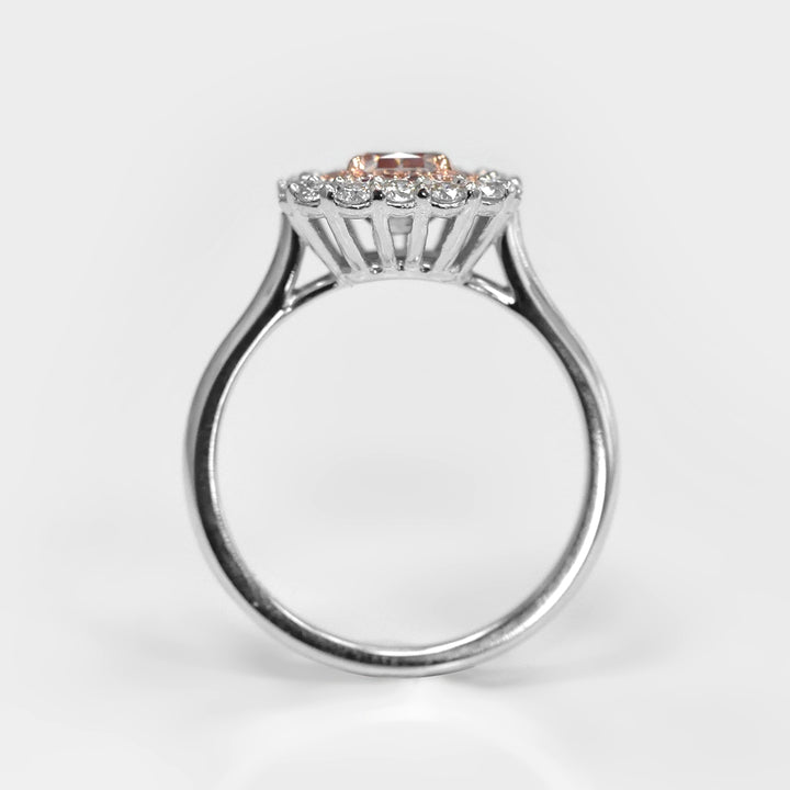 Square Radiant Cut Pink Diamond Double Halo Ring